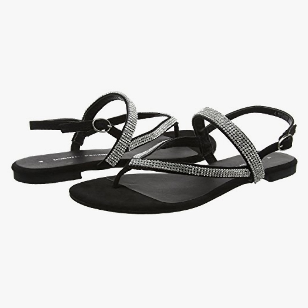 Dorothy Perkins Black Rhinestone Sandals – Size UK 5 / US 7